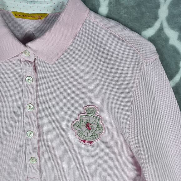 Louis Castel Golf Polo Shirt Long Sleeve Pink Large - Picture 9 of 10